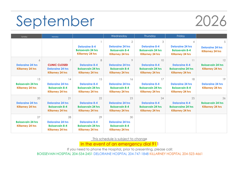 Deloraine_On_Call_Schedule_September_2026